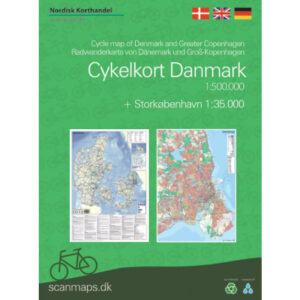 Cykelferiekort 1:510.000 | fietskaart/overzichtskaart Denemarken 9788779671829 Dansk Cyklist Forbund Scanmaps fietskaarten Denemarken  Fietskaarten Denemarken
