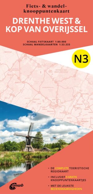 N3 Drenthe West & Kop van Overijssel 9789018055288  ANWB ANWB Fiets & wandelknooppunten  Wandelkaarten Drenthe