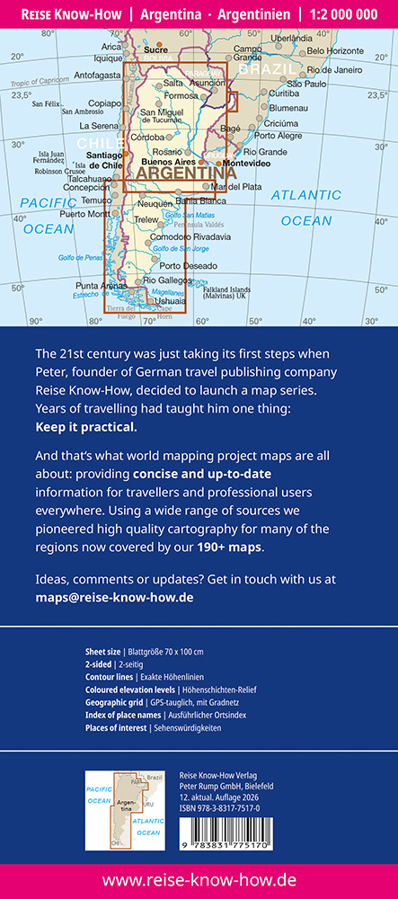 Argentinië landkaart, wegenkaart 1:2.000.000 9783831775170 Reise Know-How Verlag WMP, World Mapping Project Landkaarten en wegenkaarten Argentinië Argentinië landkaart, wegenkaart 1:2.000.000 9783831775170 Reise Know-How Verlag WMP, World Mapping Project Landkaarten en wegenkaarten Argentinië
