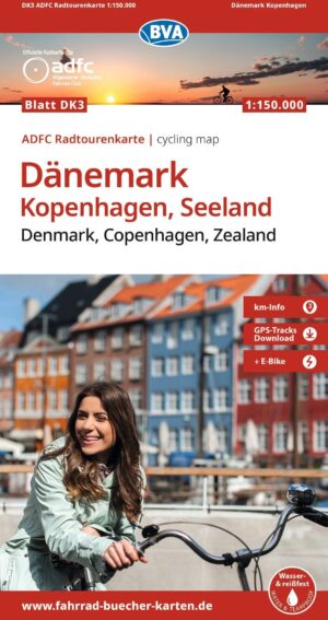 ADFC-DK3 Sjaelland (Zeeland) met Kopenhagen fietskaart 1:150.000 9783991545828  ADFC / BVA Radtourenkarten 1:150.000  Fietskaarten Kopenhagen & Sjaelland