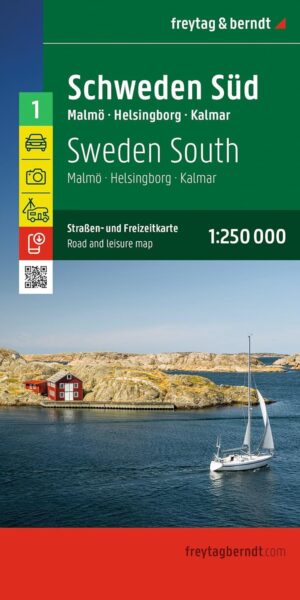 Zweden Zuid | autokaart, wegenkaart 1:250.000 9783991546078  Freytag & Berndt Zweden 1:250.000  Landkaarten en wegenkaarten Zuid-Zweden