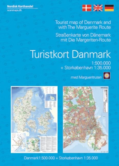 Denemarken toeristische kaart + Margrietenroute 1:500.000 9788779671836 Scanmaps fietskaarten Denemarken Fietskaarten Denemarken Denemarken toeristische kaart + Margrietenroute 1:500.000 9788779671836 Scanmaps fietskaarten Denemarken Fietskaarten Denemarken