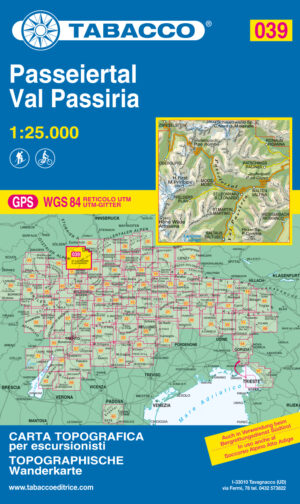 TAB-039  Val Passiria/ Passeiertal | Tabacco wandelkaart 9788883150395  Tabacco Tabacco 1:25.000  Wandelkaarten Zuid-Tirol, Dolomieten