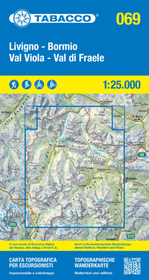 TAB-069  Livigno, Bormio | Tabacco wandelkaart 9788883152092  Tabacco Tabacco 1:25.000  Wandelkaarten Zuid-Tirol, Dolomieten