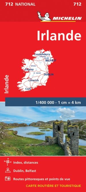 712 Ierland | Michelin  wegenkaart, autokaart 1:400.000 9782067170193  Michelin   Landkaarten en wegenkaarten Ierland