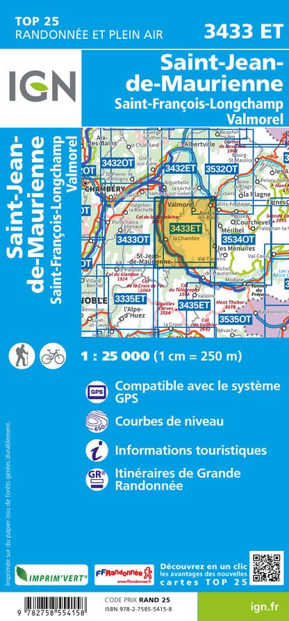 wandelkaart 3433ET St-Jean-de-Maurienne 1:25.000 9782758554158 IGN IGN 25 Franse Alpen/ Nrd.helft Wandelkaarten Vanoise, Savoie wandelkaart 3433ET St-Jean-de-Maurienne 1:25.000 9782758554158 IGN IGN 25 Franse Alpen/ Nrd.helft Wandelkaarten Vanoise, Savoie