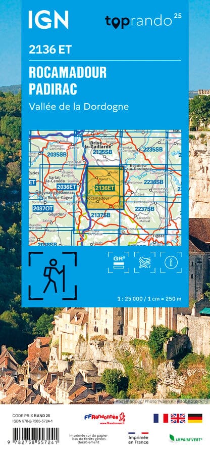 wandelkaart 2136ET Rocamadour, Martel 1:25.000 9782758557241 IGN IGN 25 Dordogne Wandelkaarten Dordogne, Lot, Tarn, Toulouse wandelkaart 2136ET Rocamadour, Martel 1:25.000 9782758557241 IGN IGN 25 Dordogne Wandelkaarten Dordogne, Lot, Tarn, Toulouse