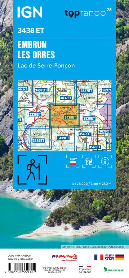 wandelkaart 3438ET Embrun, Lac de Serre-Ponçon 1:25.000 9782758559382 IGN IGN 25 Franse Alpen/ zuidhelft Wandelkaarten Haute-Provence, Verdon, Var wandelkaart 3438ET Embrun, Lac de Serre-Ponçon 1:25.000 9782758559382 IGN IGN 25 Franse Alpen/ zuidhelft Wandelkaarten Haute-Provence, Verdon, Var