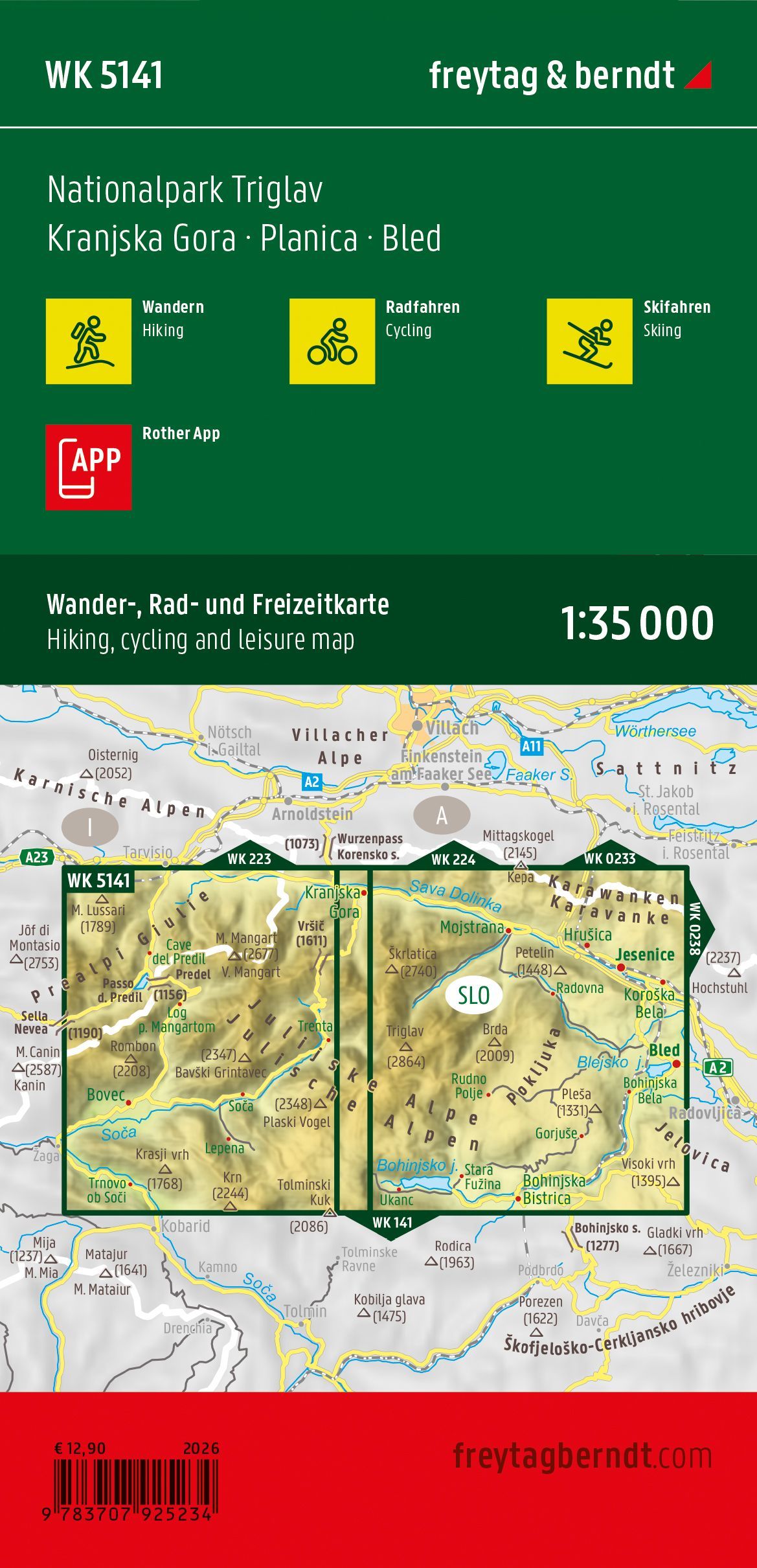 WK-5141 Nationalpark Triglav | wandelkaart 1:35.000 9783707925234 Freytag & Berndt WK 1:35.000 Wandelkaarten Slovenië WK-5141 Nationalpark Triglav | wandelkaart 1:35.000 9783707925234 Freytag & Berndt WK 1:35.000 Wandelkaarten Slovenië