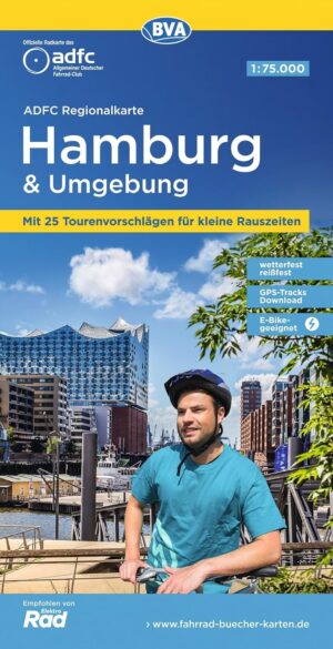 Hamburg omgeving fietskaart 1:75,000 9783969901922  ADFC / BVA ADFC Regionalkarte  Fietskaarten Hamburg