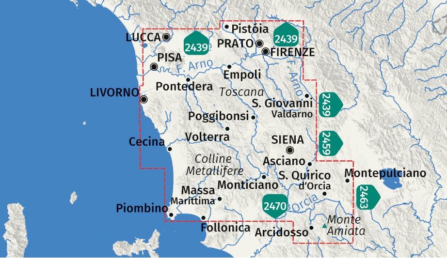 Kompass wandelkaart KP-2440 Toscane 4-Set 1:50.000 9783991219958 Kompass Wandelkaarten Kompass Italië Wandelkaarten Toscane, Florence Kompass wandelkaart KP-2440 Toscane 4-Set 1:50.000 9783991219958 Kompass Wandelkaarten Kompass Italië Wandelkaarten Toscane, Florence