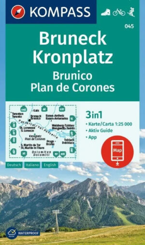 Kompass wandelkaart KP-045 Bruneck / Brunico 9783991541905  Kompass Wandelkaarten KP25 Zuid-Tirol, Dolomieten  Wandelkaarten Zuid-Tirol, Dolomieten