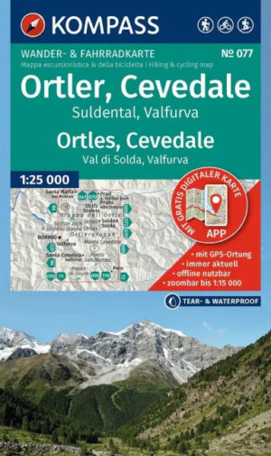Kompass wandelkaart KP-077 Ortler, Cevedale 1:25.000 9783991545170  Kompass Wandelkaarten KP25 Zuid-Tirol, Dolomieten  Wandelkaarten Zuid-Tirol, Dolomieten