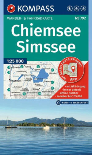 Kompass wandelkaart KP-792 Chiemsee / Simssee 9783991545255  Kompass Wandelkaarten Kompass Oberbayern  Wandelkaarten Beierse Alpen