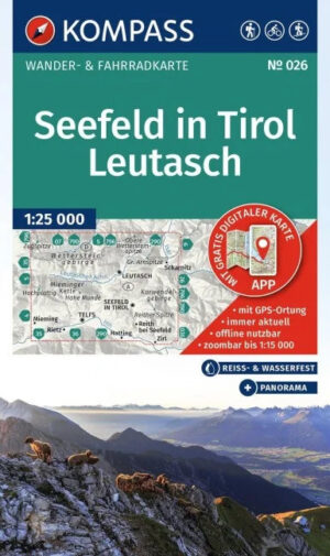 Kompass wandelkaart KP-026 Seefeld/Leutasch 9783991545439  Kompass Wandelkaarten Kompass Oostenrijk  Wandelkaarten Tirol