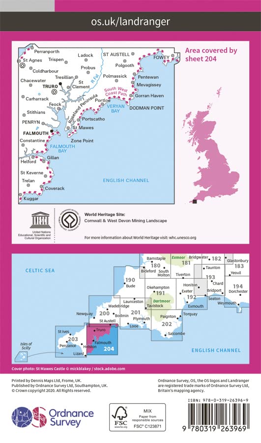 LR-204 Truro + Falmouth | topografische wandelkaart 9780319263969 Ordnance Survey Landranger Maps 1:50.000 Wandelkaarten West Country LR-204 Truro + Falmouth | topografische wandelkaart 9780319263969 Ordnance Survey Landranger Maps 1:50.000 Wandelkaarten West Country