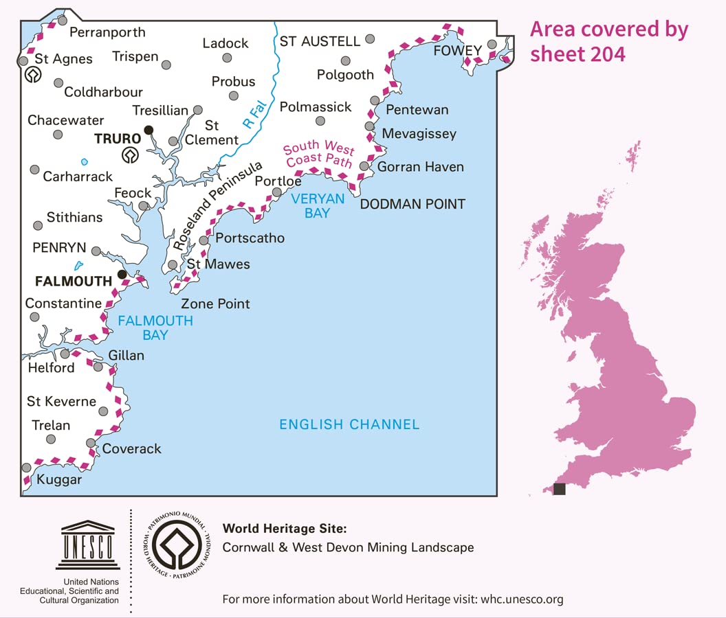 LR-204 Truro + Falmouth | topografische wandelkaart 9780319263969 Ordnance Survey Landranger Maps 1:50.000 Wandelkaarten West Country LR-204 Truro + Falmouth | topografische wandelkaart 9780319263969 Ordnance Survey Landranger Maps 1:50.000 Wandelkaarten West Country