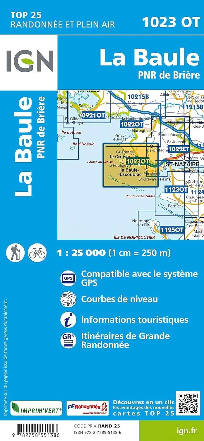 wandelkaart 1023OT La Baule, PNR de Brière 1:25.000 9782758551386 IGN IGN 25 Bretagne Wandelkaarten Bretagne wandelkaart 1023OT La Baule, PNR de Brière 1:25.000 9782758551386 IGN IGN 25 Bretagne Wandelkaarten Bretagne