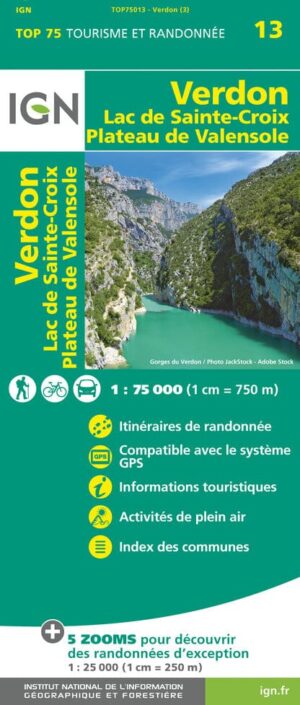 TSQ-13 PNR du Verdon, Lac Ste-Croix, Valensole | IGN overzichts- en wandelkaart 9782758554745  IGN TOP 75  Landkaarten en wegenkaarten, Wandelkaarten Haute-Provence, Verdon, Var