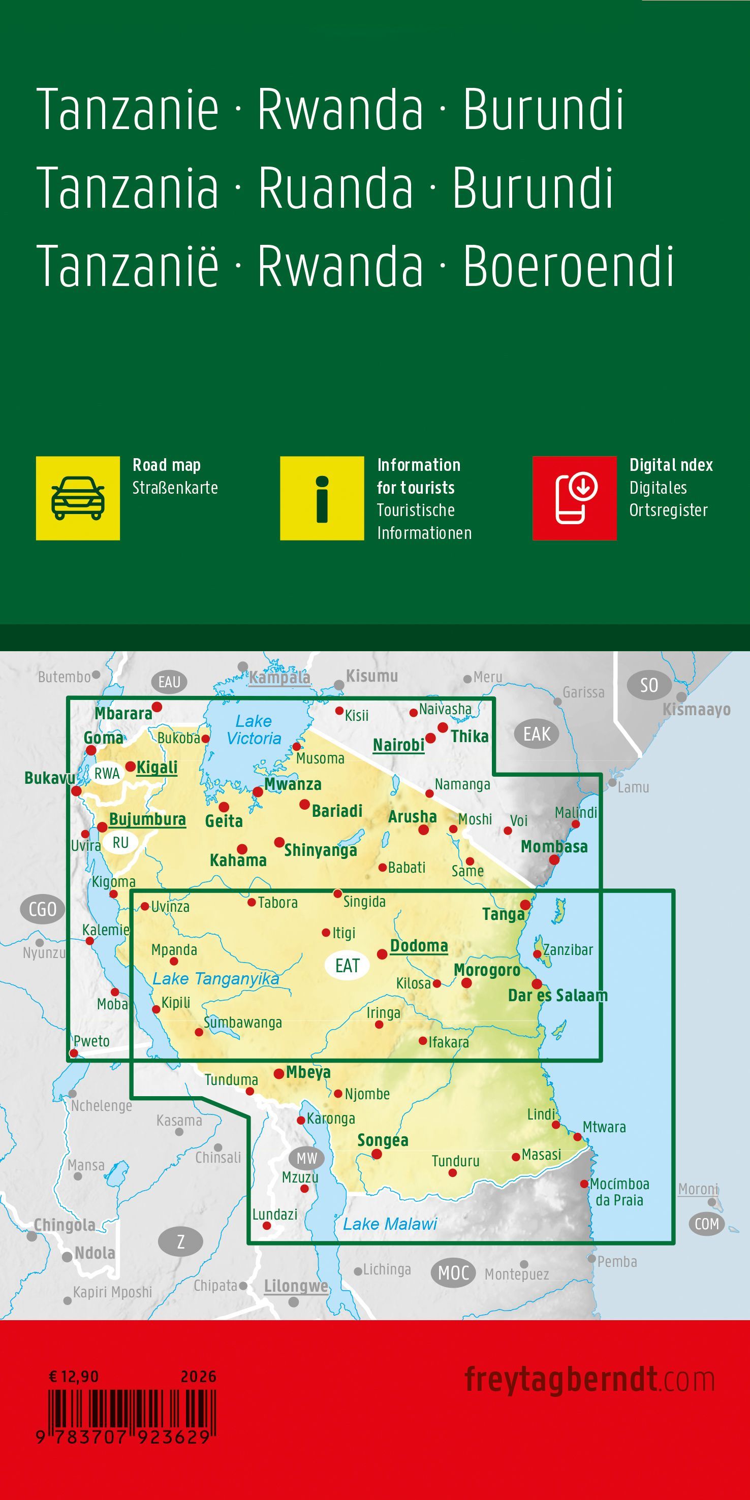 Tanzania Rwanda Burundi | autokaart, wegenkaart 1:1.100.000 9783707923629 Freytag & Berndt Landkaarten en wegenkaarten Oost-Afrika Tanzania Rwanda Burundi | autokaart, wegenkaart 1:1.100.000 9783707923629 Freytag & Berndt Landkaarten en wegenkaarten Oost-Afrika