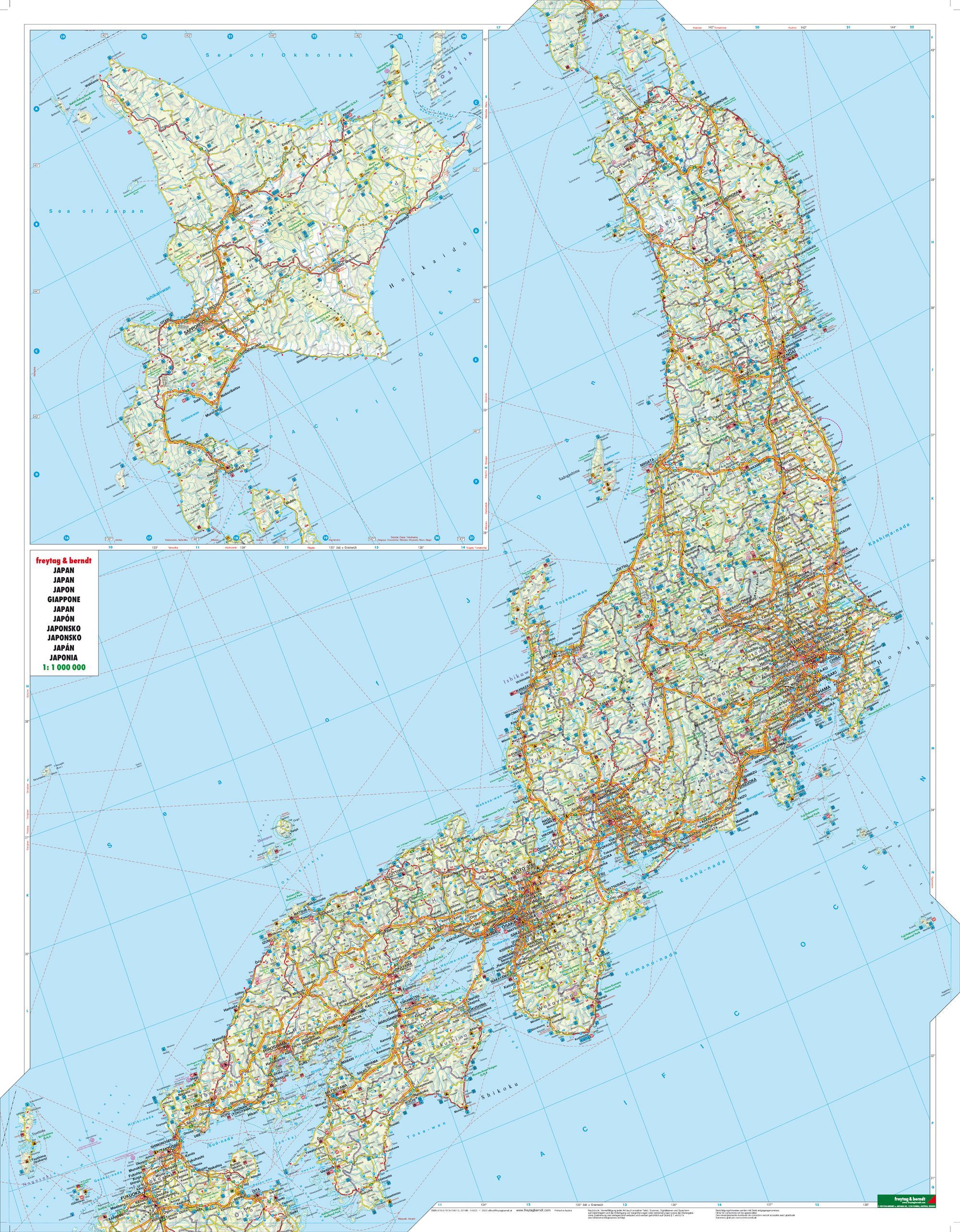 Japan 1:1.000.000 9783707924794 Freytag & Berndt Landkaarten en wegenkaarten Japan Japan 1:1.000.000 9783707924794 Freytag & Berndt Landkaarten en wegenkaarten Japan