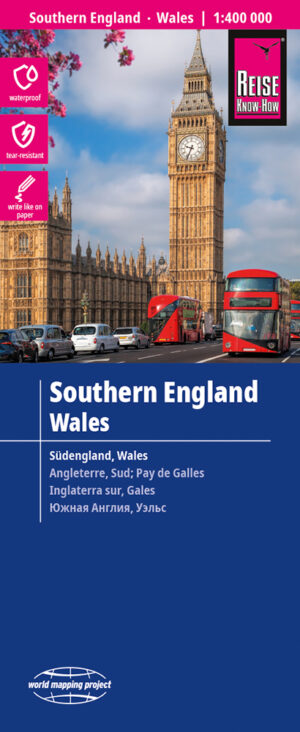 Engeland, Zuid- en Wales | landkaart, wegenkaart 1:400.000 9783831774685  Reise Know-How Verlag WMP, World Mapping Project  Landkaarten en wegenkaarten Engeland, Wales