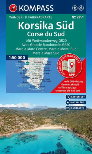 Kompass wandelkaart KP-2251 Zuid-Corsica 1:50.000 9783991546177  Kompass Wandelkaarten   Wandelkaarten Corsica
