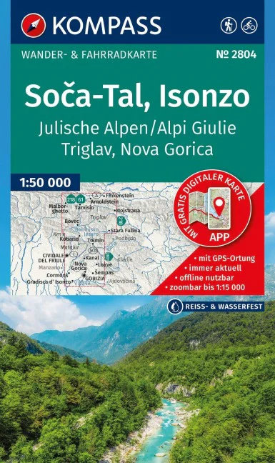 Kompass wandelkaart KP-2804 Soca-Tal, Isonzo 1:50.000 9783991546238 Kompass Wandelkaarten Wandelkaarten Slovenië Kompass wandelkaart KP-2804 Soca-Tal, Isonzo 1:50.000 9783991546238 Kompass Wandelkaarten Wandelkaarten Slovenië