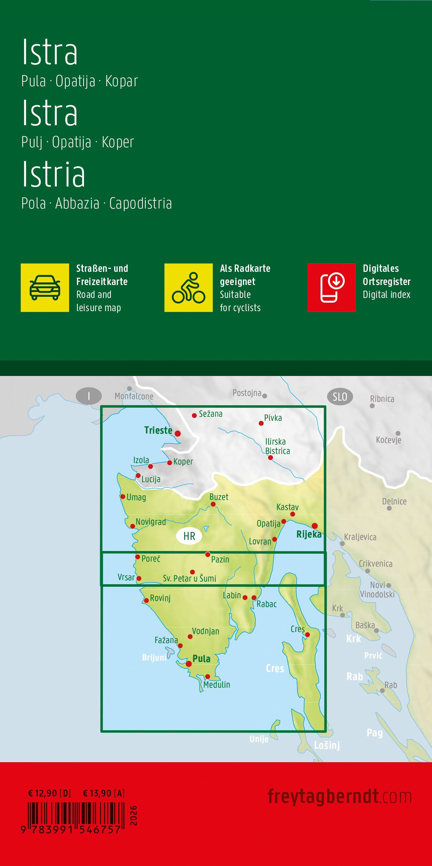 wegenkaart / overzichtskaart Istrië 1:100.000 9783991546757 Freytag & Berndt Landkaarten en wegenkaarten Kroatië wegenkaart / overzichtskaart Istrië 1:100.000 9783991546757 Freytag & Berndt Landkaarten en wegenkaarten Kroatië