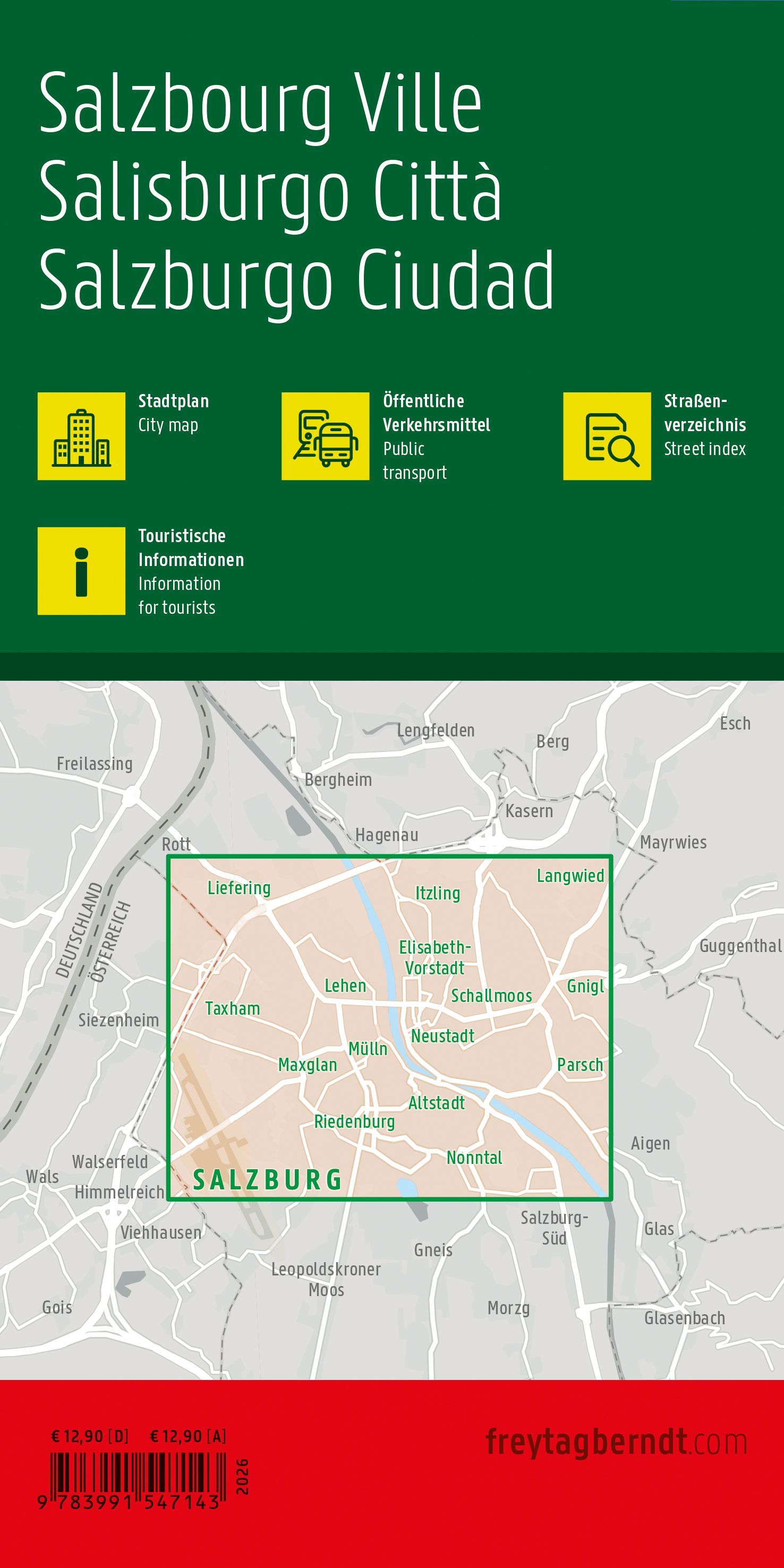 Salzburg | stadsplattegrond 1: 7.500 9783991547143 Freytag & Berndt Stadsplattegronden Salzburger Land & Stiermarken Salzburg | stadsplattegrond 1: 7.500 9783991547143 Freytag & Berndt Stadsplattegronden Salzburger Land & Stiermarken