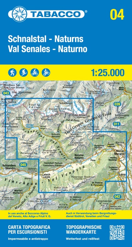 TAB-004 Val Senales | Tabacco wandelkaart TAB-04 9788883152184 Tabacco Tabacco 1:25.000 Wandelkaarten Zuid-Tirol, Dolomieten TAB-004 Val Senales | Tabacco wandelkaart TAB-04 9788883152184 Tabacco Tabacco 1:25.000 Wandelkaarten Zuid-Tirol, Dolomieten