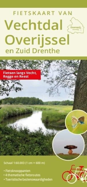 Fietskaart Vechtdal Overijssel en zuid Drenthe 1:60.000 | DrentheKaarten 9789083137360 DrentheKaarten DrentheKaarten   Fietsgidsen Drenthe, Kop van Overijssel, Vecht & Salland