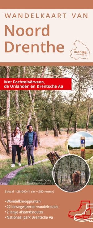 Wandelkaart van Noord Drenthe 1:28.000 | DrentheKaarten 9789083288352 DrentheKaarten DrentheKaarten   Wandelgidsen Drenthe