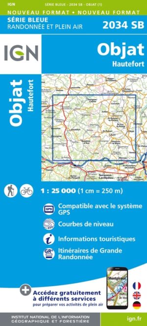 SB-2034  Hautefort, Objat | wandelkaart 1:25.000 9782758548294  IGN IGN 25 Dordogne  Wandelkaarten Dordogne