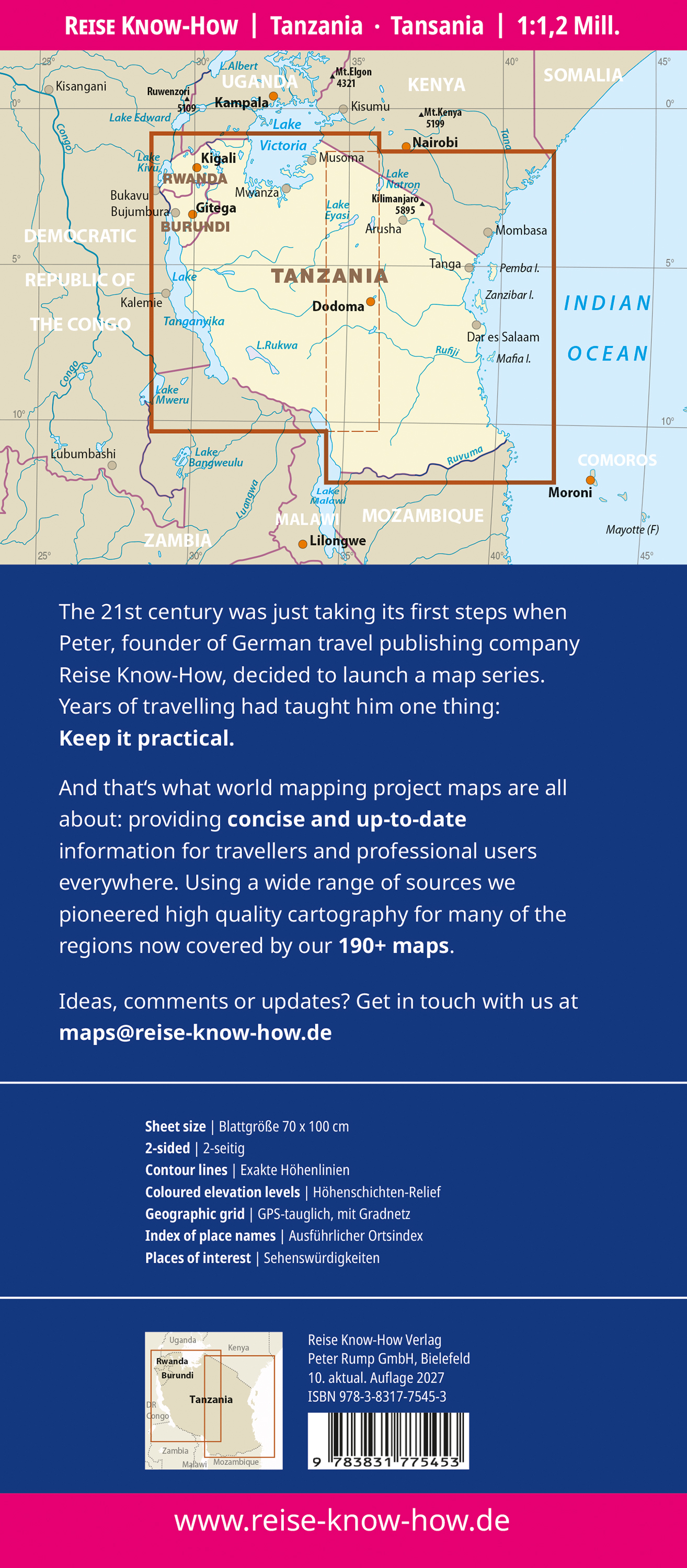 Tanzania landkaart, wegenkaart 1:1.200.000 9783831775453 Reise Know-How Verlag WMP, World Mapping Project Landkaarten en wegenkaarten Tanzania, Zanzibar Tanzania landkaart, wegenkaart 1:1.200.000 9783831775453 Reise Know-How Verlag WMP, World Mapping Project Landkaarten en wegenkaarten Tanzania, Zanzibar