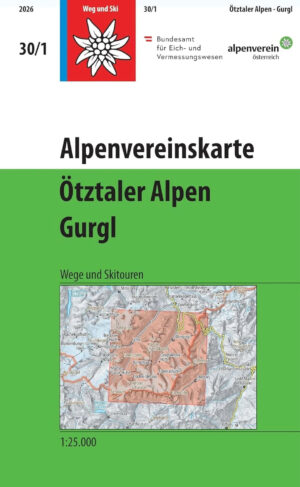Alpenverein wandelkaart AV-30/1 Ötztaler Alpen/Gurgl 1:25.000 9783990661055  AlpenVerein Alpenvereinskarten  Wandelkaarten Tirol