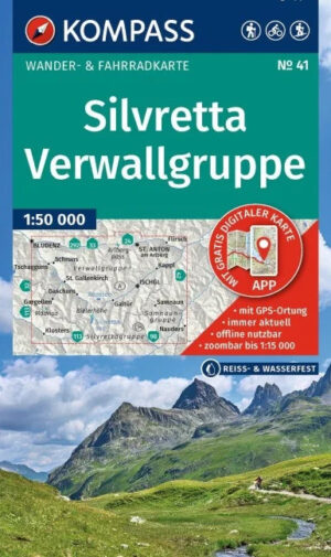 Kompass wandelkaart KP-41 Silvretta en Verwallgruppe 1:50.000 9783991544531  Kompass Wandelkaarten Kompass Oostenrijk  Wandelkaarten Vorarlberg