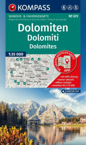 Kompass wandelkaart KP-672  Dolomiten 1:35.000 9783991546191  Kompass Wandelkaarten KP25 Zuid-Tirol, Dolomieten  Wandelkaarten Zuid-Tirol, Dolomieten