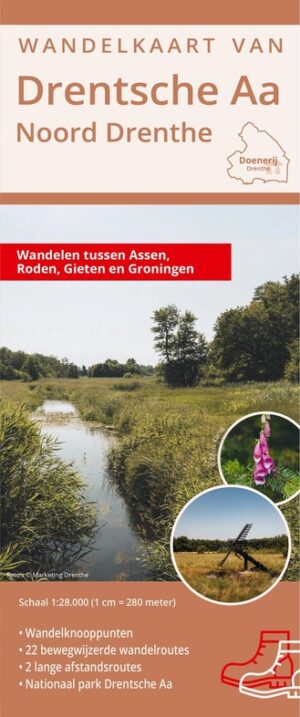 Wandelkaart van Drentse Aa - Noord Drenthe 1:28.000 | DrentheKaarten 9789083288345 DrentheKaarten DrentheKaarten   Wandelgidsen Drenthe