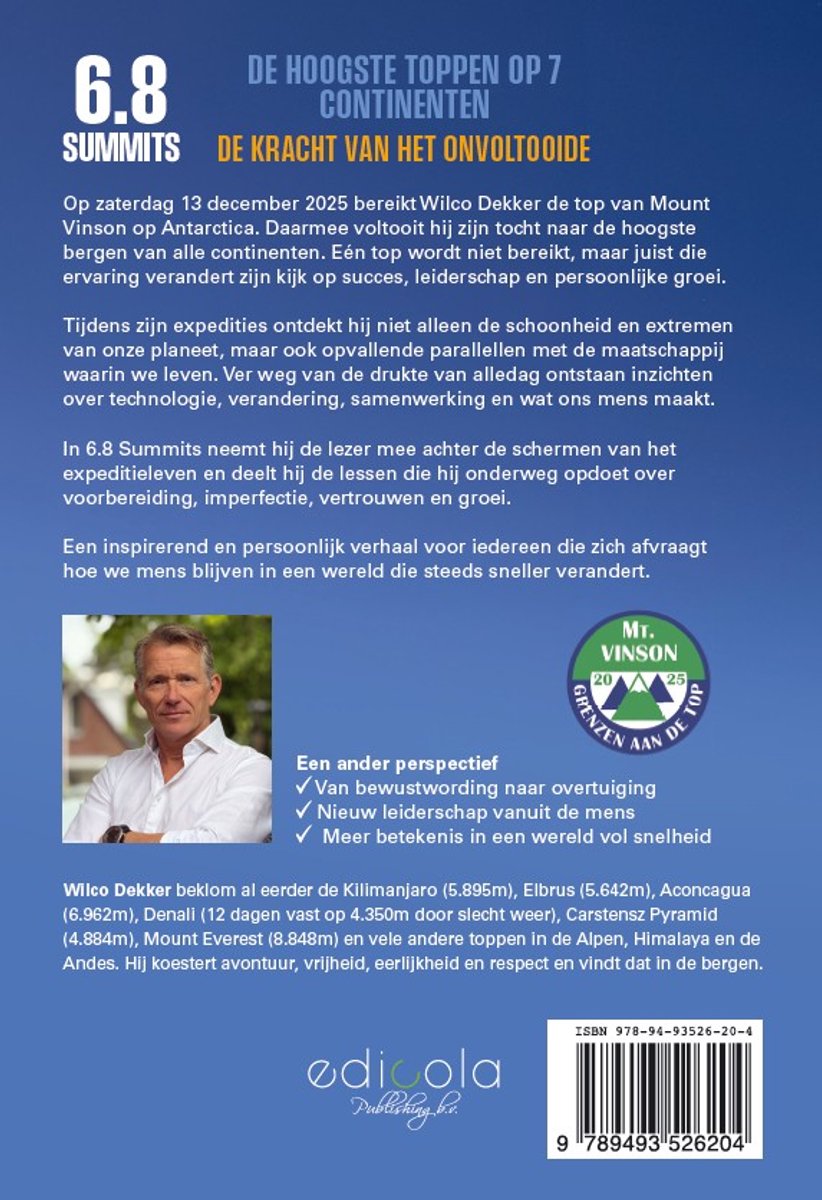 6.8. Summits De kracht van het onvoltooide | Wilco Dekker 9789493526204 Wilco Dekker Edicola Reisverhalen & literatuur Wereld als geheel 6.8. Summits De kracht van het onvoltooide | Wilco Dekker 9789493526204 Wilco Dekker Edicola Reisverhalen & literatuur Wereld als geheel