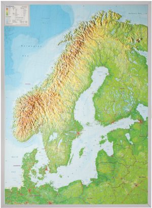 Reliëfkaart van Scandinavië 1:2.900.000 4280000664716  Georelief   Wandkaarten Scandinavië (& Noordpool)