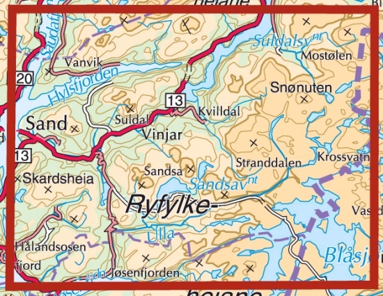 DNT-2228 Suldalsheiene kaart | topografische wandelkaart 1:50.000 7046660022283 Nordeca Turkart Norge 1:50.000 Wandelkaarten Zuid-Noorwegen DNT-2228 Suldalsheiene kaart | topografische wandelkaart 1:50.000 7046660022283 Nordeca Turkart Norge 1:50.000 Wandelkaarten Zuid-Noorwegen