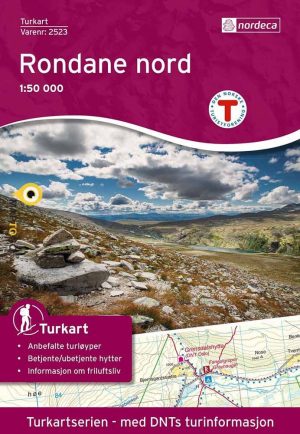 DNT-2523  Rondane Nord | topografische wandelkaart 1:50.000 7046660025239  Nordeca Turkart Norge 1:50.000  Wandelkaarten Midden-Noorwegen