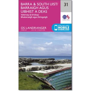 LR-031  Barra + South Uist, Vatersay + Eriskay | topografische wandelkaart 9780319261293  Ordnance Survey Landranger Maps 1:50.000  Wandelkaarten Skye & the Western Isles