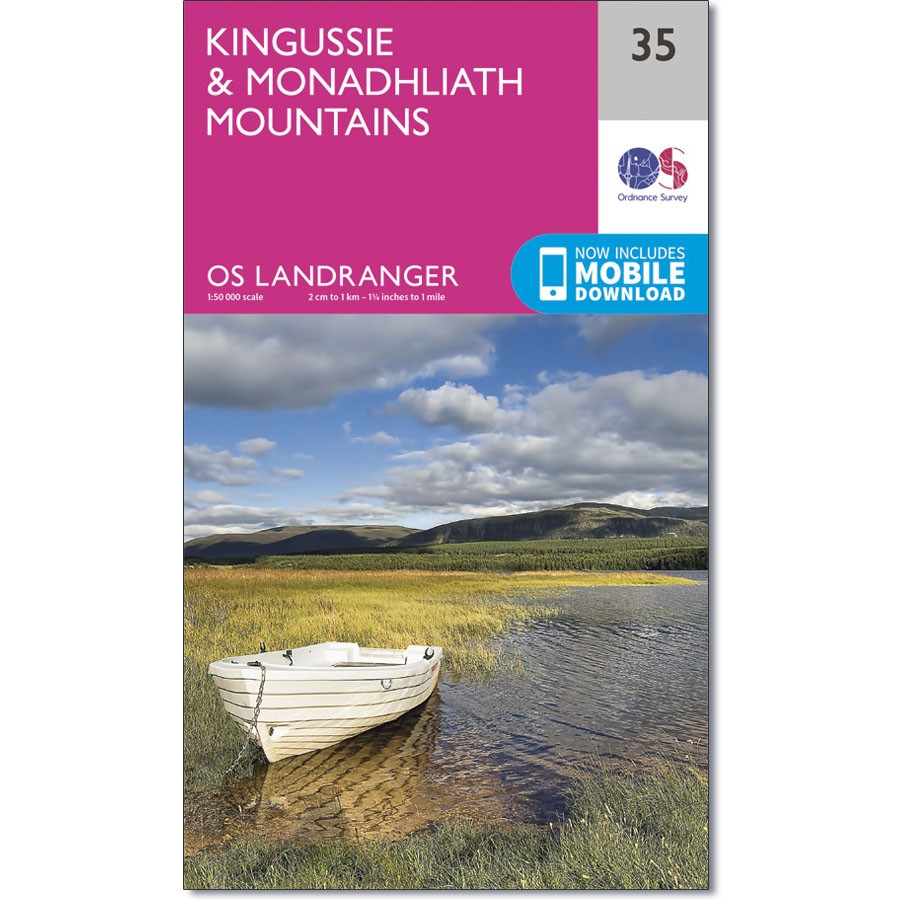 LR-035  Kingussie + Monadhliath Mts. | topografische wandelkaart 9780319261330  Ordnance Survey Landranger Maps 1:50.000  Wandelkaarten de Schotse Hooglanden (ten noorden van Glasgow / Edinburgh)