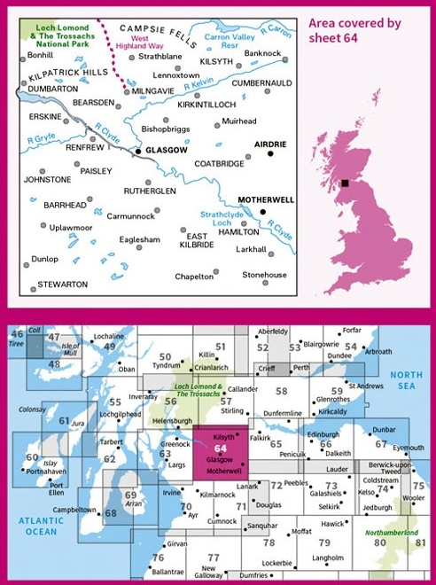 LR-064 Glasgow, Motherwell + Airdrie | topografische wandelkaart 9780319261620 Ordnance Survey Landranger Maps 1:50.000 Wandelkaarten Glasgow LR-064 Glasgow, Motherwell + Airdrie | topografische wandelkaart 9780319261620 Ordnance Survey Landranger Maps 1:50.000 Wandelkaarten Glasgow