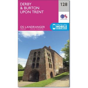 LR-128  Derby | topografische wandelkaart 9780319262269  Ordnance Survey Landranger Maps 1:50.000  Wandelkaarten Birmingham, Cotswolds, Oxford