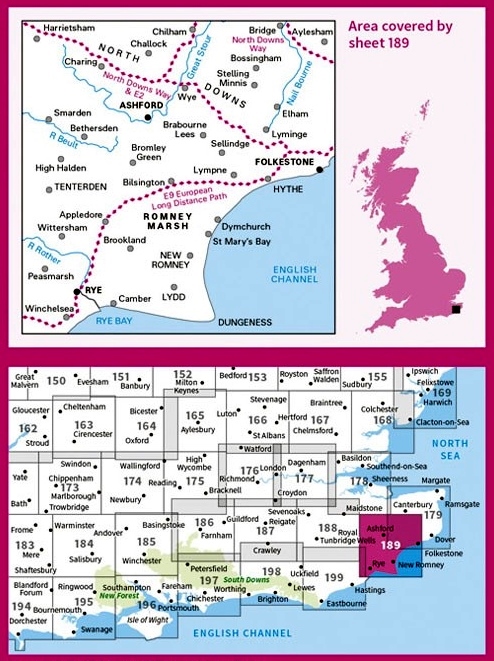 LR-189 Ashford, Romney Marsh | topografische wandelkaart 9780319262870 Ordnance Survey Landranger Maps 1:50.000 Wandelkaarten Zuidoost-Engeland LR-189 Ashford, Romney Marsh | topografische wandelkaart 9780319262870 Ordnance Survey Landranger Maps 1:50.000 Wandelkaarten Zuidoost-Engeland