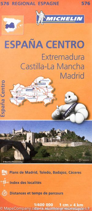 576 Extremadura, Castilla, Madrid Michelin wegenkaart 1:400.000 9782067184329  Michelin Michelin Spanje Regionaal  Landkaarten en wegenkaarten Madrid & Midden-Spanje