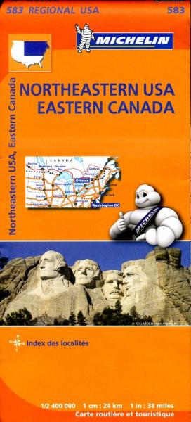 Michelin wegenkaart 583  USA North East / Canada South East 1:2,4m. 9782067184602  Michelin   Landkaarten en wegenkaarten Noord-Amerika